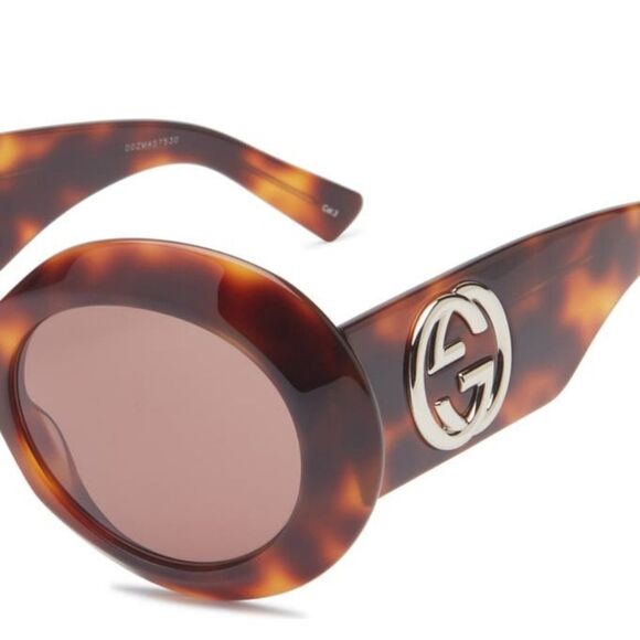 Gucci Designer Brown Tortoise Round Sunglasses Italy main image 12